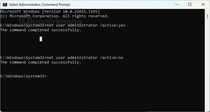 Windows'ta yerleşik Yönetici hesabını etkinleştirme veya devre dışı bırakma