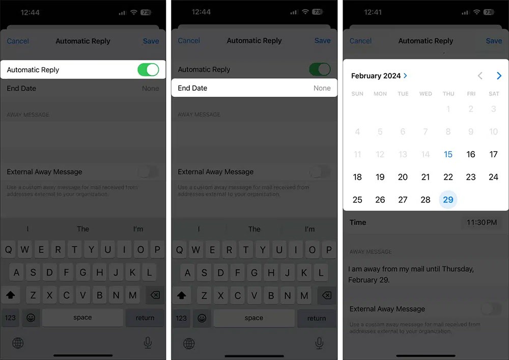 Cómo responder automáticamente en Mail en iPhone