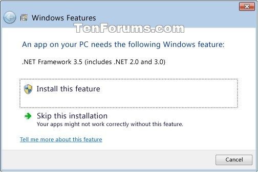 Instrucțiuni pentru instalarea .NET Framework 3.5 pe Windows 10