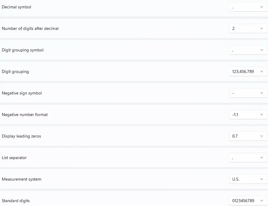 Comment modifier le format des nombres dans Windows 11