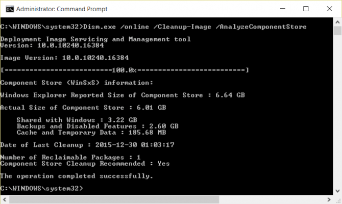 Windows alanını boşaltmak için WinSxS klasörünü temizleyin