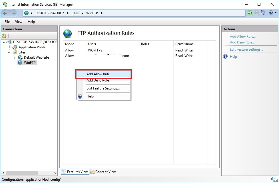 Instrucțiuni pentru configurarea și gestionarea serverului FTP pe Windows 10