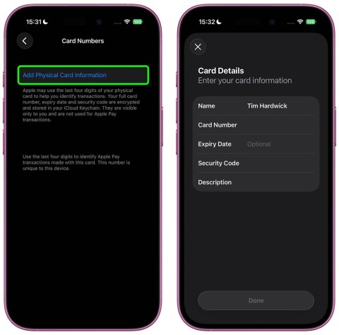 Instruções para salvar informações de cartão bancário na Carteira do iPhone Instruções para salvar informações de cartão bancário na Carteira do iPhone