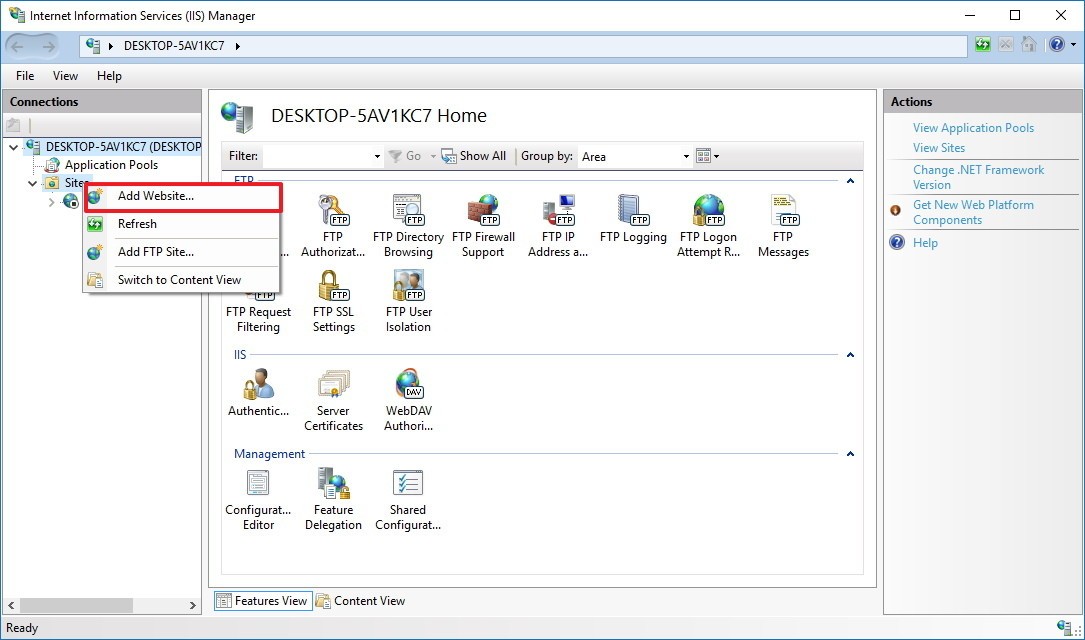 Instrucțiuni pentru configurarea și gestionarea serverului FTP pe Windows 10
