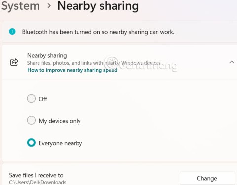 Instructions for sharing files using Nearby Sharing Windows 11