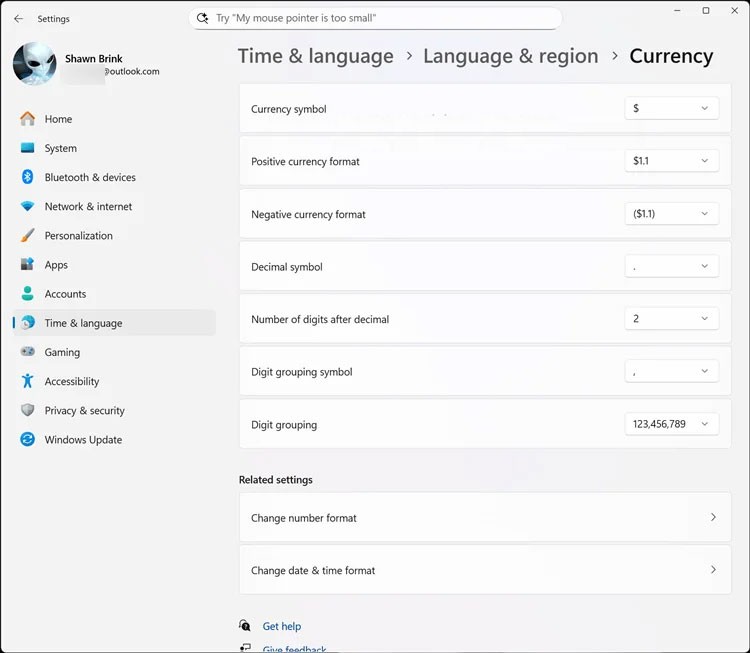 Comment changer le format de devise dans Windows 11