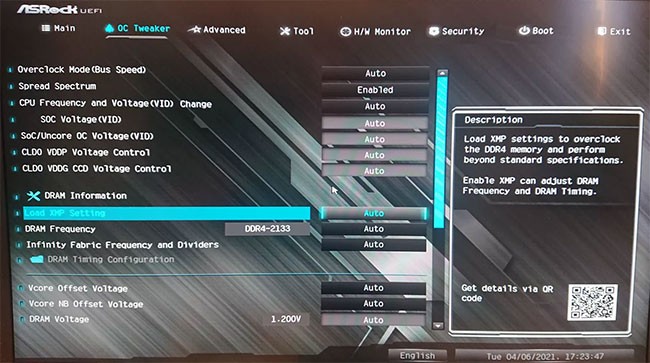 Enable XMP to optimize RAM speed