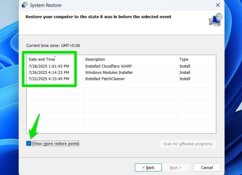 Bagaimana untuk memadam titik pemulihan sistem individu dalam Windows