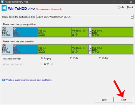 USB veya DVD olmadan WinToHDD kullanarak Windows nasıl kurulur