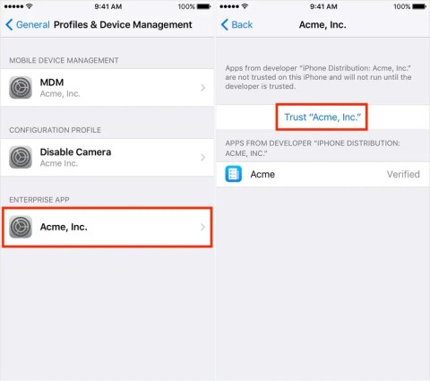 Arahan untuk mengesahkan kepercayaan dalam aplikasi pada iPhone