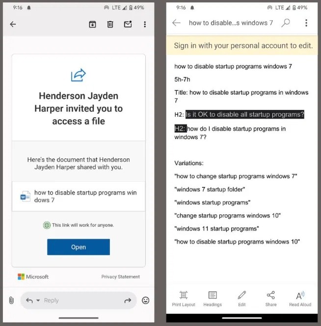 Cara Membuka Fail Dikongsi pada Android Tanpa Akaun Microsoft