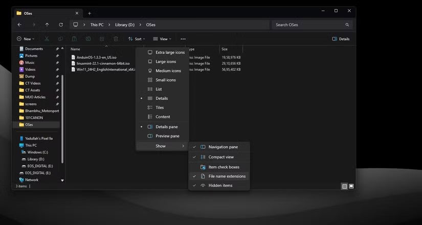 How to show file extensions, view file extensions on Windows
