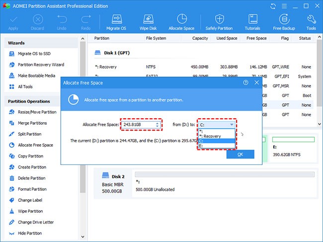 How to Transfer Free Space from One Partition to Another in Windows 10