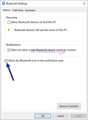 Comment afficher licône Bluetooth manquante dans la barre des tâches de Windows