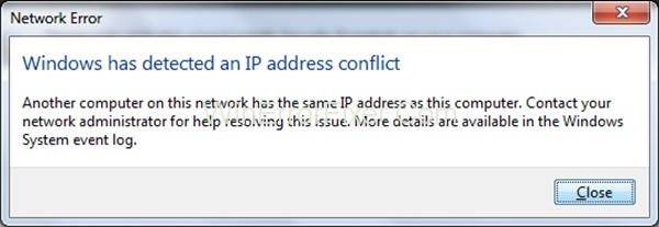 Windows a detectat un conflict de adresă IP {Rezolvat}