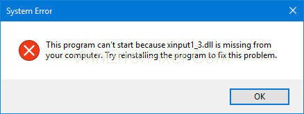 Xinput1_3.dll is Missing on Windows 10 {Solved}