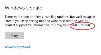 Windows Update Fehlercode 0x800705b4 Fehler {Gelöst}