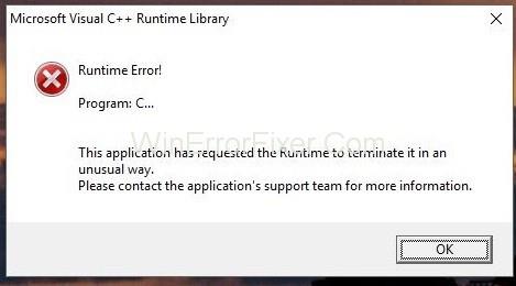 Kesalahan Perpustakaan Runtime Microsoft Visual C++ di Windows 10
