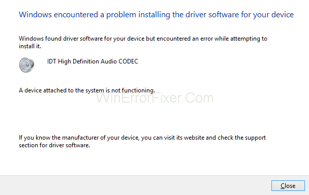 IDT High Definition Audio CODEC Error {Solved}