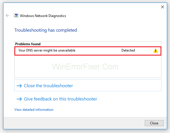 خطأ خادم DNS غير متوفر في Windows 10 {محلول}