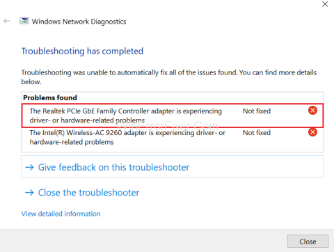 Realtek PCIe GBEファミリコントローラアダプタを修正する方法で、ドライバまたはハードウェア関連の問題が発生しています