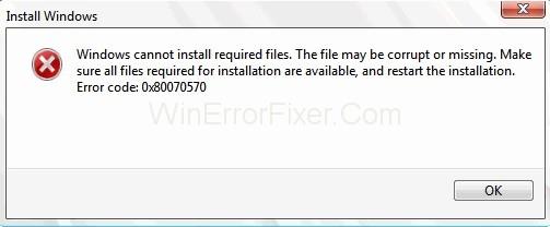 Código de erro do Windows 10 0x80070570 {Resolvido}