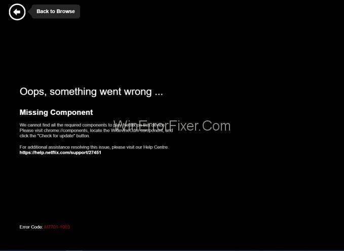 Código de error M7703-1003 (componente faltante) en Netflix {resuelto}