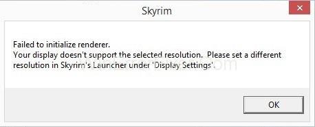 Skyrim nie może zainicjować renderera {rozwiązany}