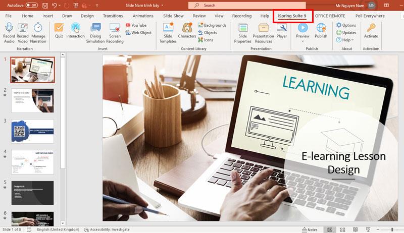 Instrucciones para crear lecciones de E-learning con Ispring Suite