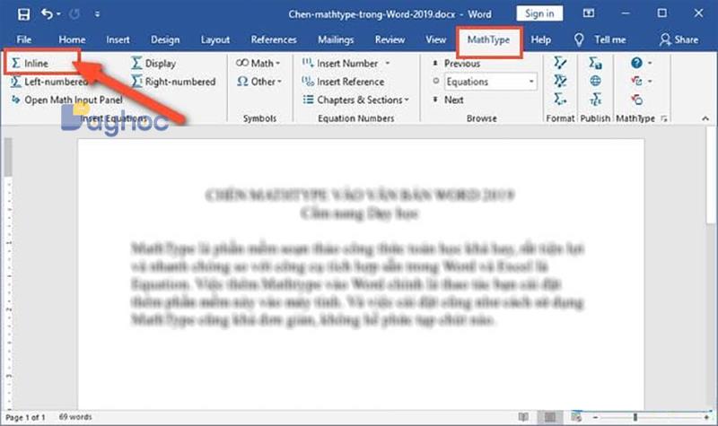 Word 2019에서 문서에 Mathtype을 삽입하기 위한 지침