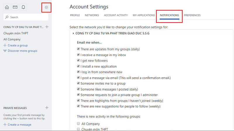 Instructions for using the internal social network Yammer