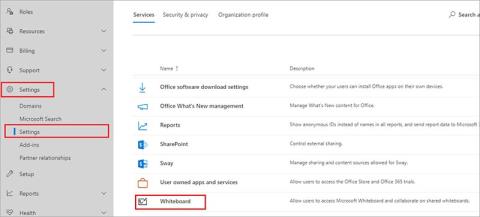 Toggle Microsoft Whiteboard voor uw organisatie
