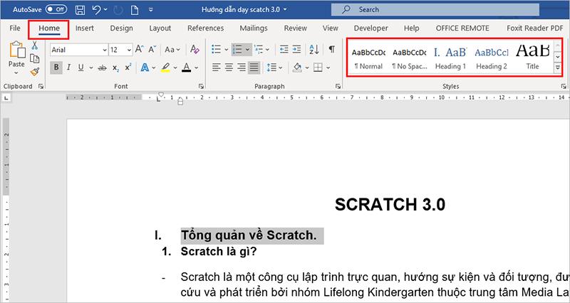 Instructions for creating automatic table of contents in Microsoft word