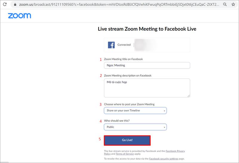 從 Zoom 直播到 Facebook 的說明