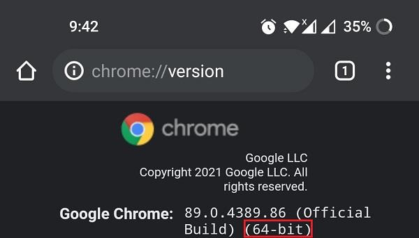 Instructions pour vérifier que votre Google Chrome fonctionne en 64 ou 32 bits